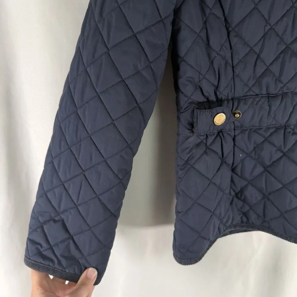 Ralph Lauren Jacket Girls Large 12-14 Black Snap Front Light Puffer Pockets